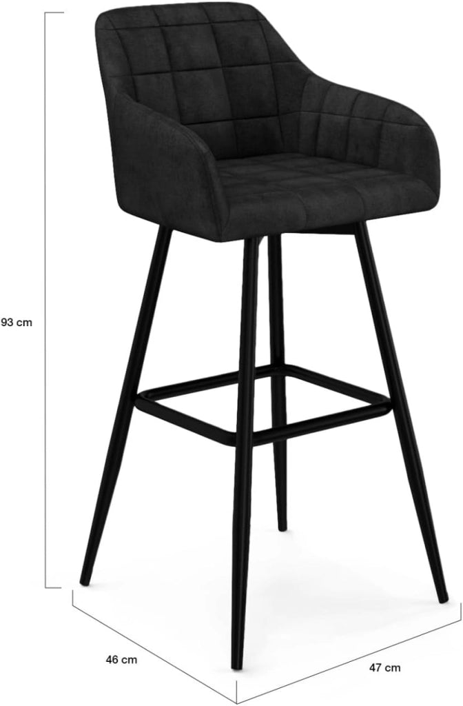 Set di 4 sgabelli da bar MADY con braccioli in velluto nero