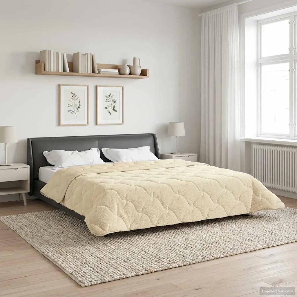 Duvet Estivo Crema 220 x 240 cm Microfibra e Fleece Teddy 42026226