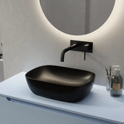 Lavabo da appoggio slim di forma rettangolare 46,5x33x13,5 cm Nero opaco