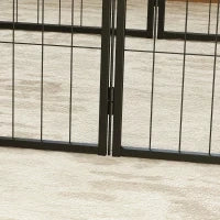 Recinto per Cani a 6 Pannelli Modulabili da 80x1.5x60 cm in Acciaio Grigio Scuro con Porta di Ingresso