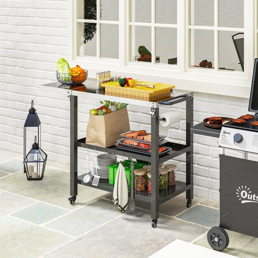 Carrello da Giardino con Piano e Ripiani ¨C zephmum ¨C 116x50x86 cm Nero