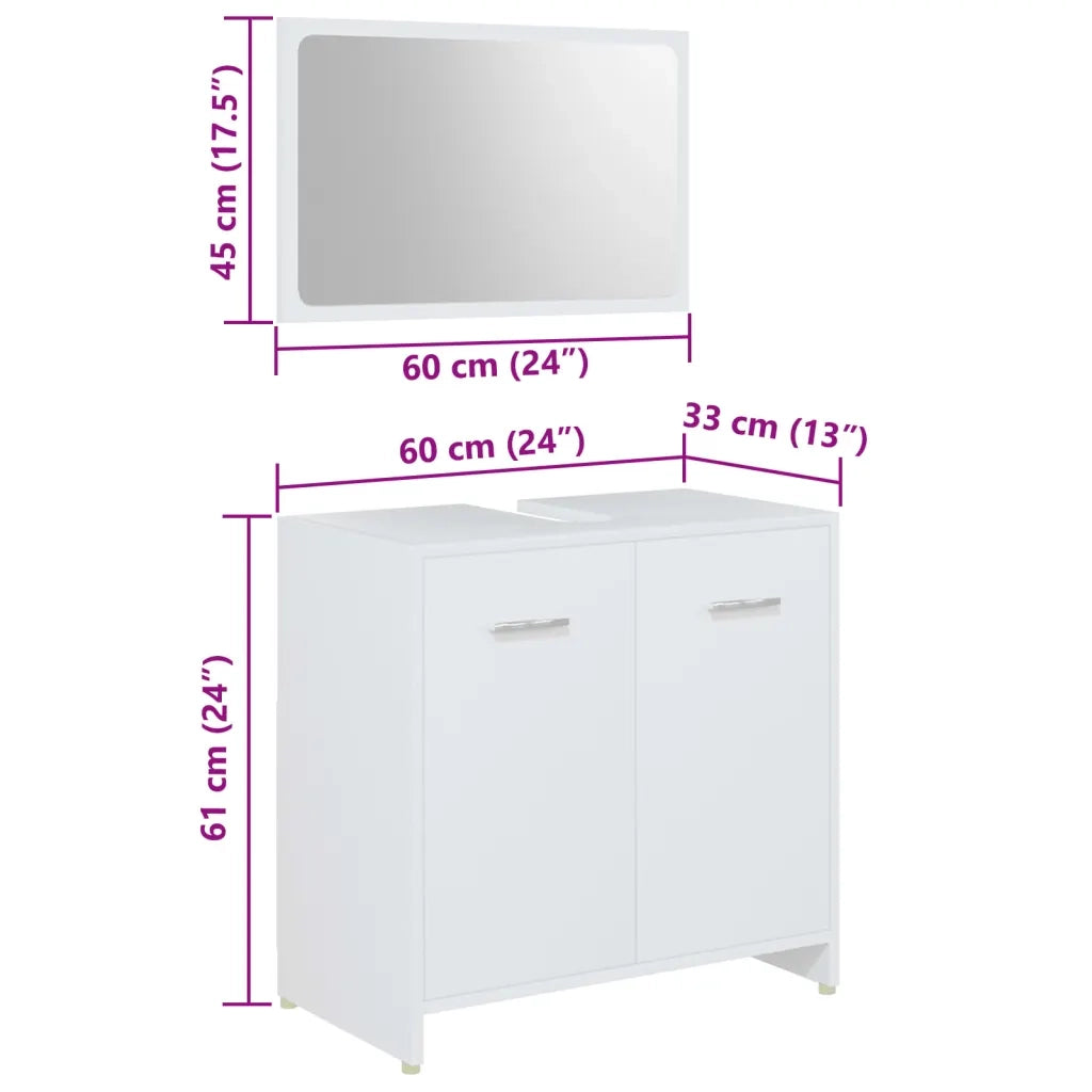 Set Mobili da Bagno 4 pz Bianco in Legno Multistrato 3056880