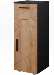 Mobiletto bagno Irma, Quercia dorata/antracite, 30 x 81 cm, per la conservazione in bagno, abbinabile alla serie Irma