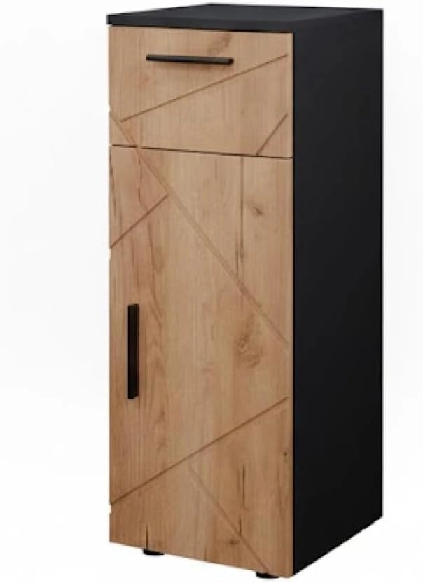 Mobiletto bagno Irma, Quercia dorata/antracite, 30 x 81 cm, per la conservazione in bagno, abbinabile alla serie Irma