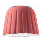Plafoniera Piccola Vintage Decò Madame Gres Ceramica Rosa Corallo 1 Luce E27