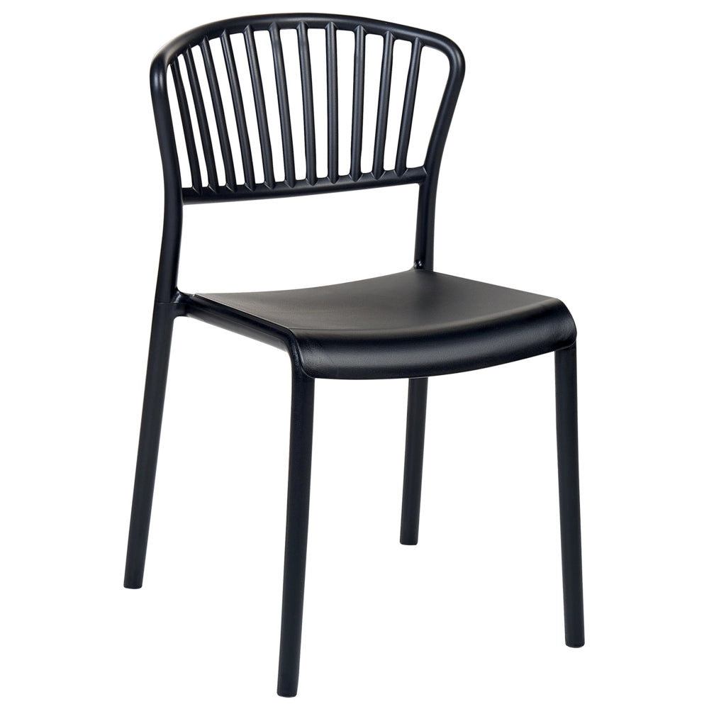Set di 4 sedie da pranzo in plastica nero per interni ed esterni da giardino impilabili in stile minimalista