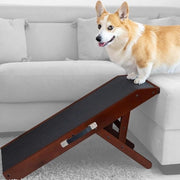 Passeggino per cani - Regolabile 18 a 53 cm - Per letto e divano - Legno di betulla - Piattaforma di atterraggio si accoppia senza soluzione di continuità - Ripiegabile - Noce