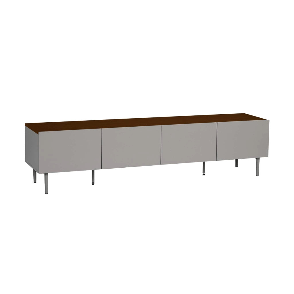 Mobile tv in metallo e decorazione in legno 4 ante, 180cm, grigio