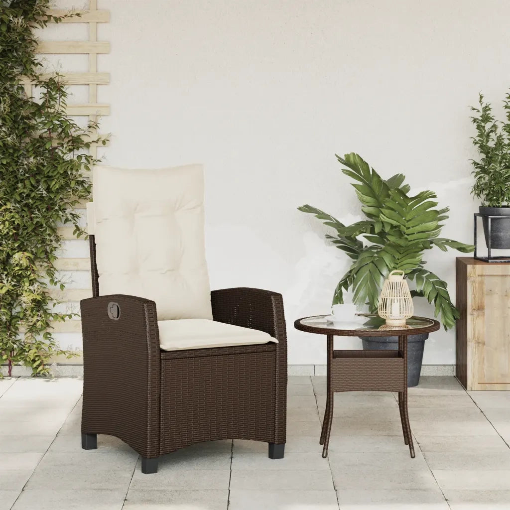 Sedia Reclinabile da Giardino | Sedie da Esterno con Cuscini Marrone in Polyrattan