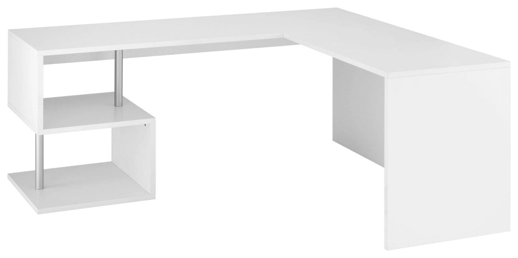 Scrivania Angolare ESSE - Design Moderno Bianco Lucido