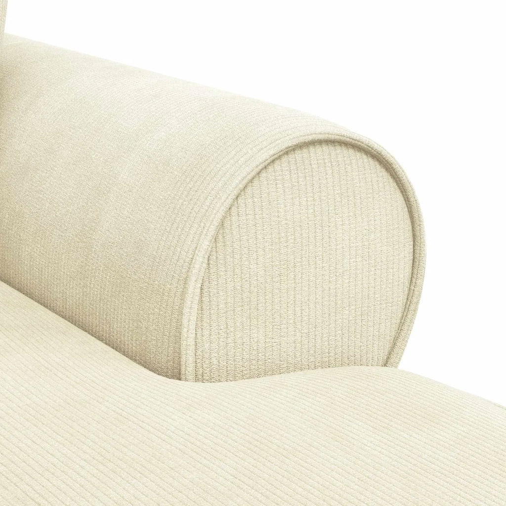 Chaise Longe con Gonna con cuscino 3 pcs Crema Tessuto in Cords