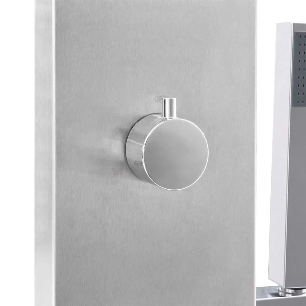 Doccia esterna con piatto doccia in WPC acciaio inox grigio 02_0042024