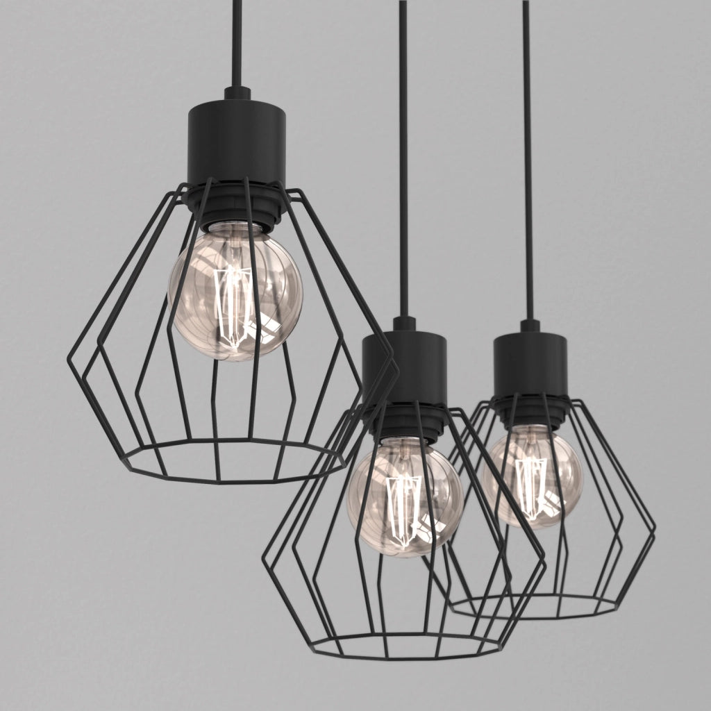 Lampada sospesa Parkla 3 luci nera metallo Luminex