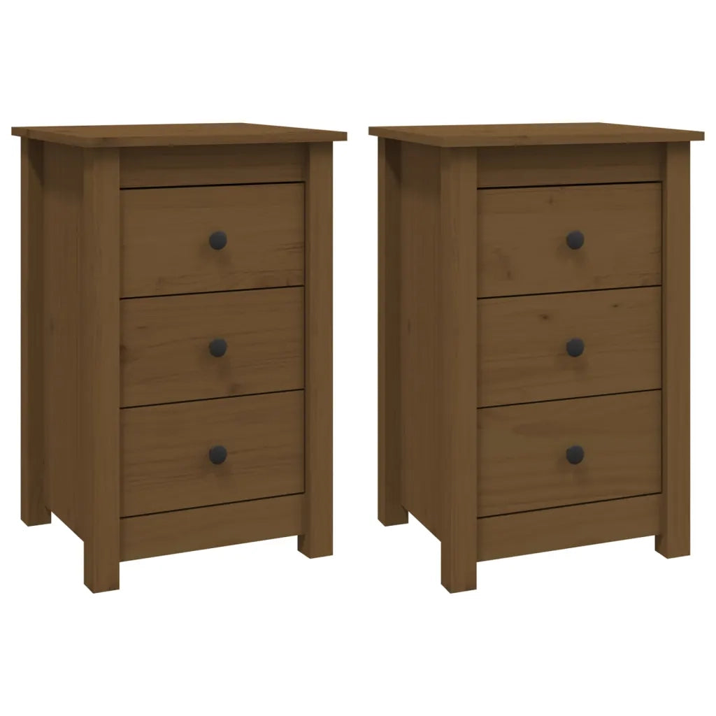 Comodini 2 pz-Set di 2 Tavolino da notte ambra 40x35x61,5 cm in Legno Massello di Pino 363759