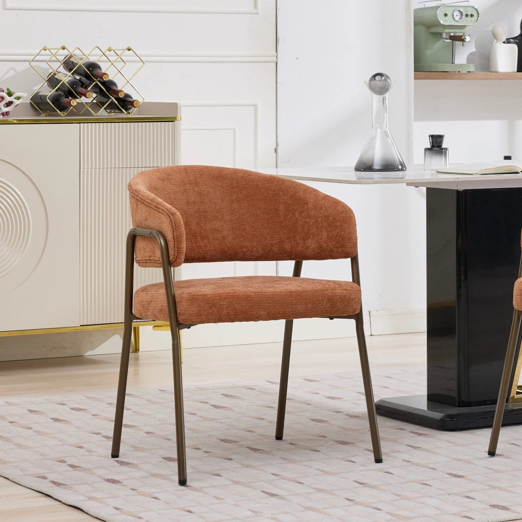 Sedia da Pranzo Imbottita con Braccioli in Velluto e Gambe in Metallo ¨C MINIMAL ¨C Arancione