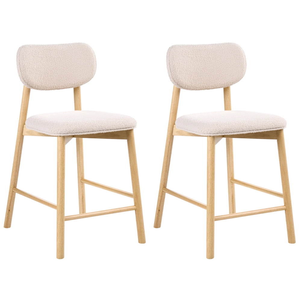 Set di 2 sedie da pranzo in boucle Struttura in legno marrone chiaro e beige schienale imbottiti Sala da pranzo Cucina