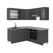 Cucina angolare completa Fame-Line Oro-antracite rustico/Antracite 190 x 60 cm, PL Marmo Vicco