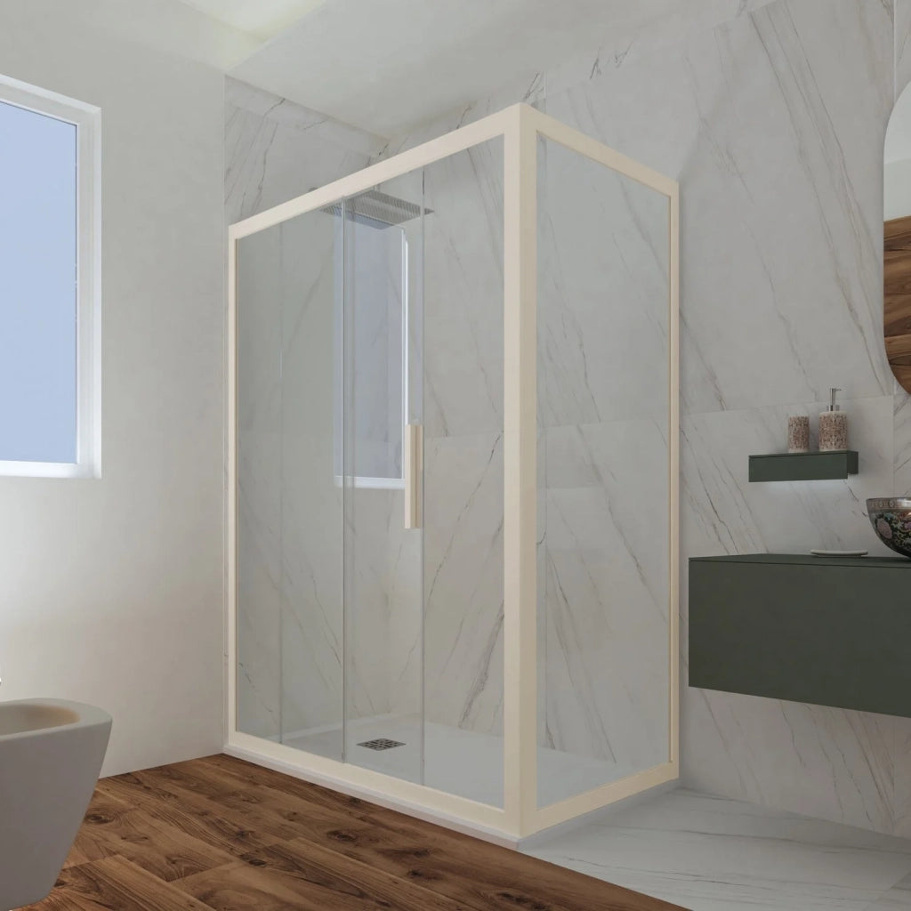 Box doccia scorrevole 80x130 CM H 200 Vetro Trasparente Profilo Champagne mod. Deco Duo
