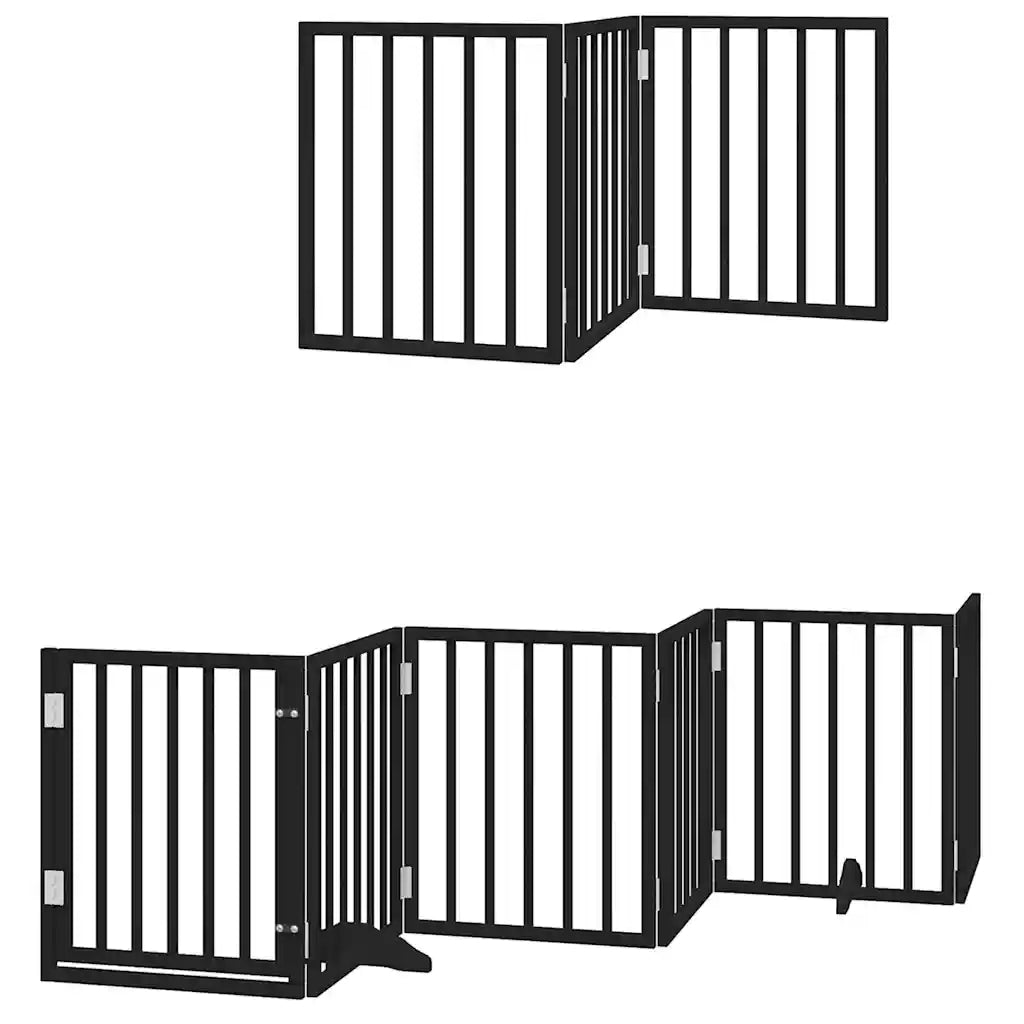 Cancello per Cani Porta Pieghevole Nero 9 Pannelli 450cm Pioppo 3155541
