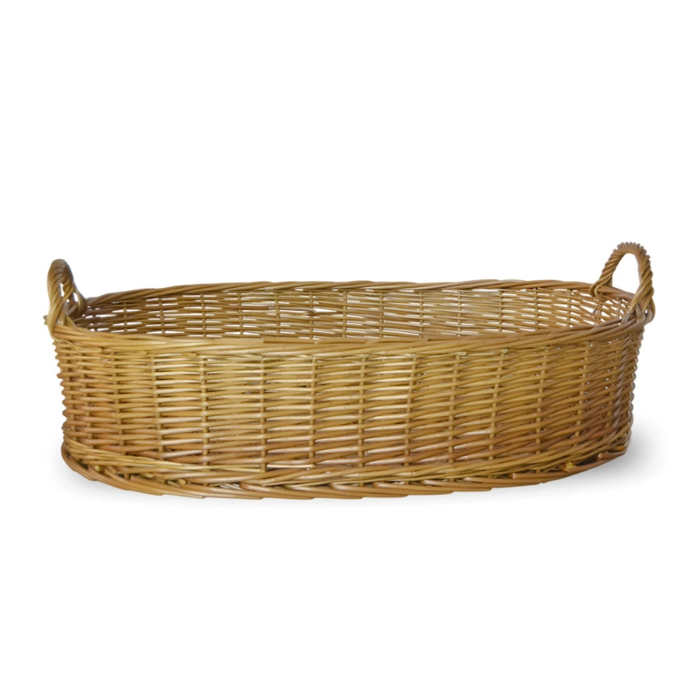 Cesta contenitore ovale vimini intrecciato a mano manici cm 65,5x44x21,5