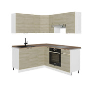 Cucina angolare completa Fame-Line Pannello in quercia/Bianco 190 x 60 cm, PL Rovere Vicco