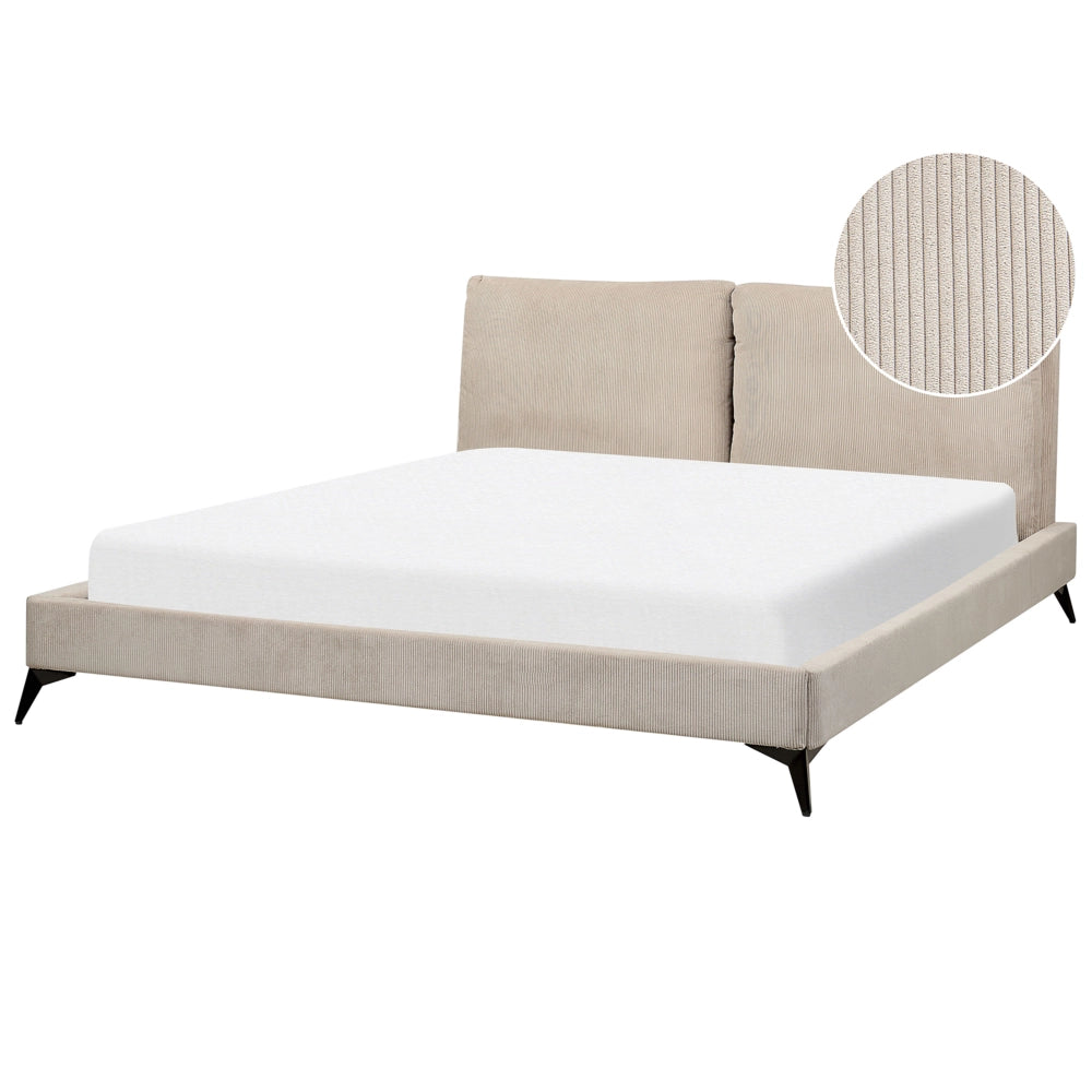 Letto imbottito moderno in velluto a coste grigio talpa 180 x 200 cm moderno elegante