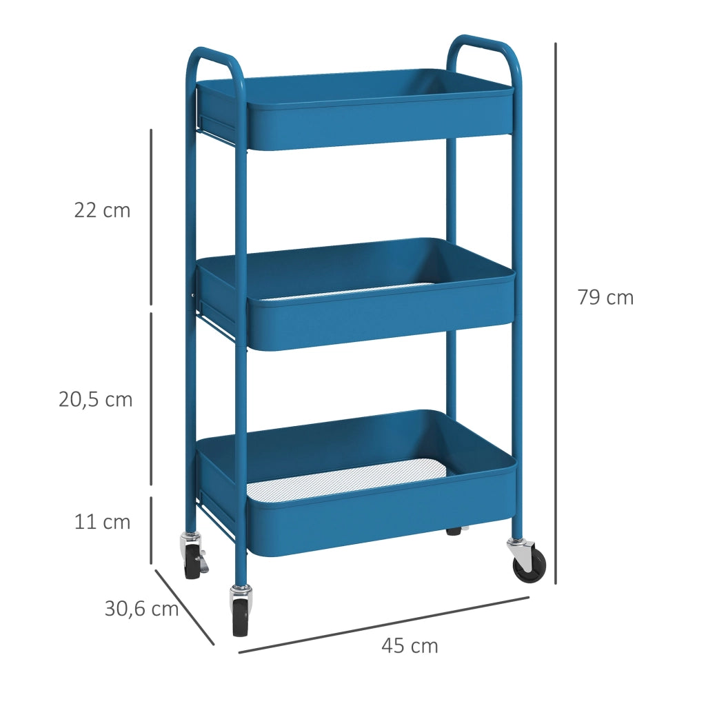 Carrello con 3 Cestini ¨C Zephmum ¨C Acciaio Grigio 45x30.6x79 cm