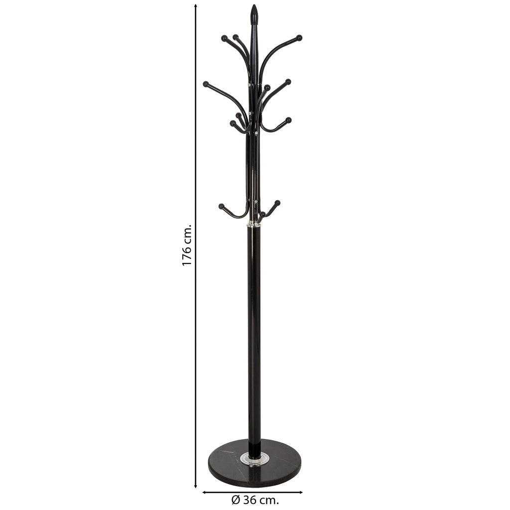 Perchero de metal negro con  y 6 ganchos D36X176h cm