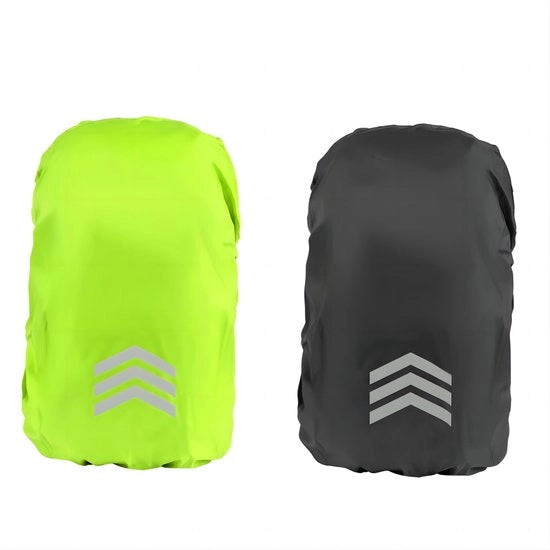 Due sacche di protezione per zaini (18-30 l), tasca di protezione per zaini con alta visibilità e strisce riflettenti, copri zaino impermeabile e resistente alle polveri, protezione per zaino riflettente, copri zaino ultraleggero.