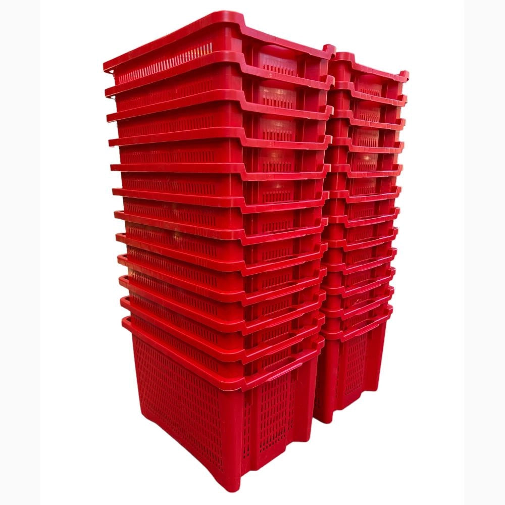 Cassa Cassetta agricola ortofrutta Salvaspazio 52x29x42H cm ROSSA FONDO CHIUSO 24 PEZZI