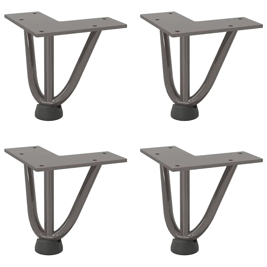 Gambe a forcina per tavolino 4 pz in acciaio naturale 10 cm in acciaio massiccio 4012431