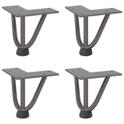 Gambe a forcina per tavolino 4 pz in acciaio naturale 10 cm in acciaio massiccio 4012431