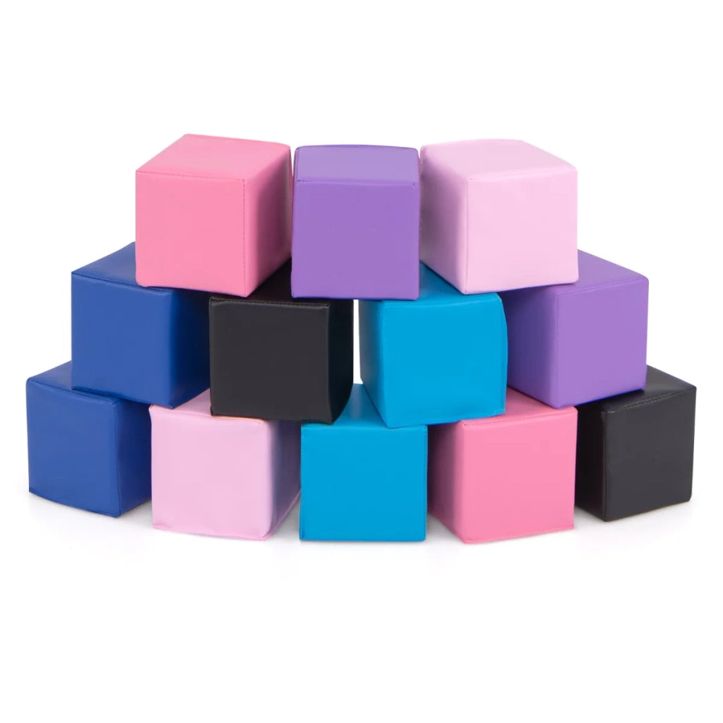 Set di 12 blocchi di schiuma 14 x 14 x 14 cm sicurezza rinforzata in similpelle viola e colori vivaci 20_0016232