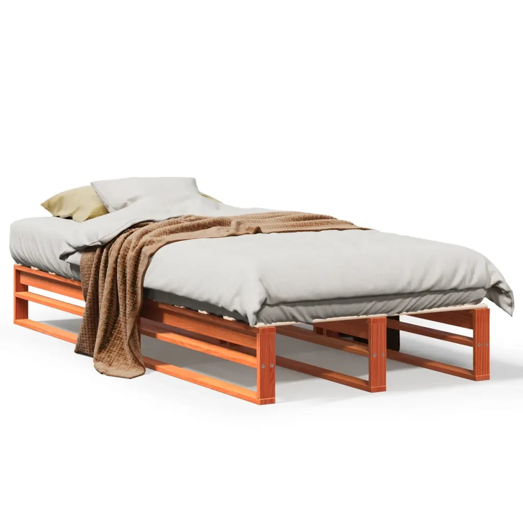 Letto senza Materasso Marrone Cera 90x190 cm in Legno di Pino 850862