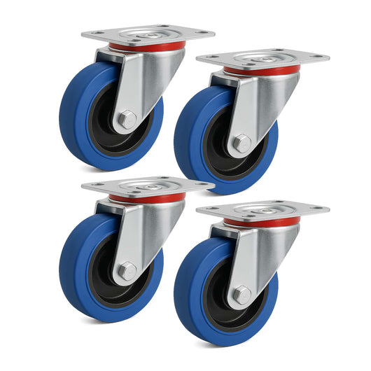Set 4 ruote girevoli da trasporto 100mm in plastica con piastra di montaggio 150kg/ruota Senza freno