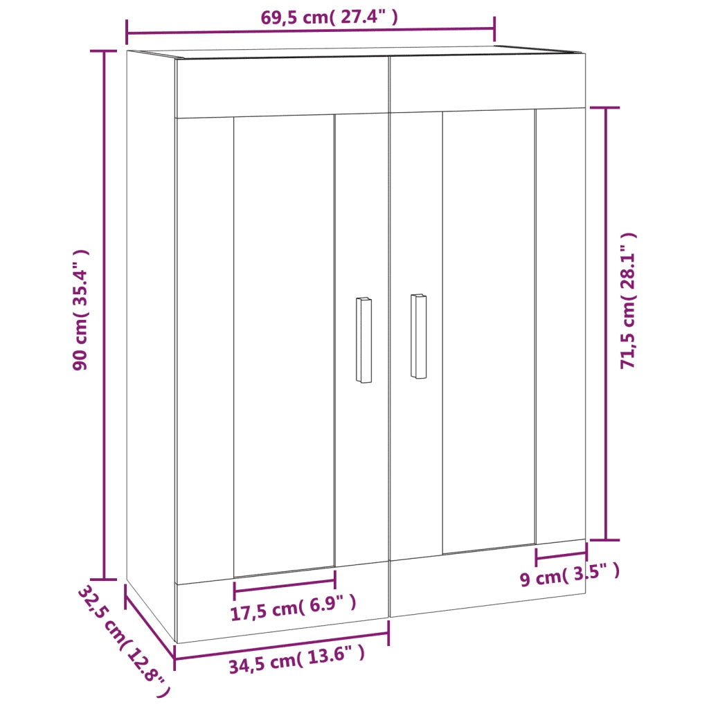 Mobile a Parete Bianco 69,5x32,5x90 cm in Legno Multistrato 812294