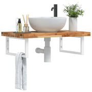 Ripiano a Parete per Lavabo in Acciaio e Massello di Acacia 3302856