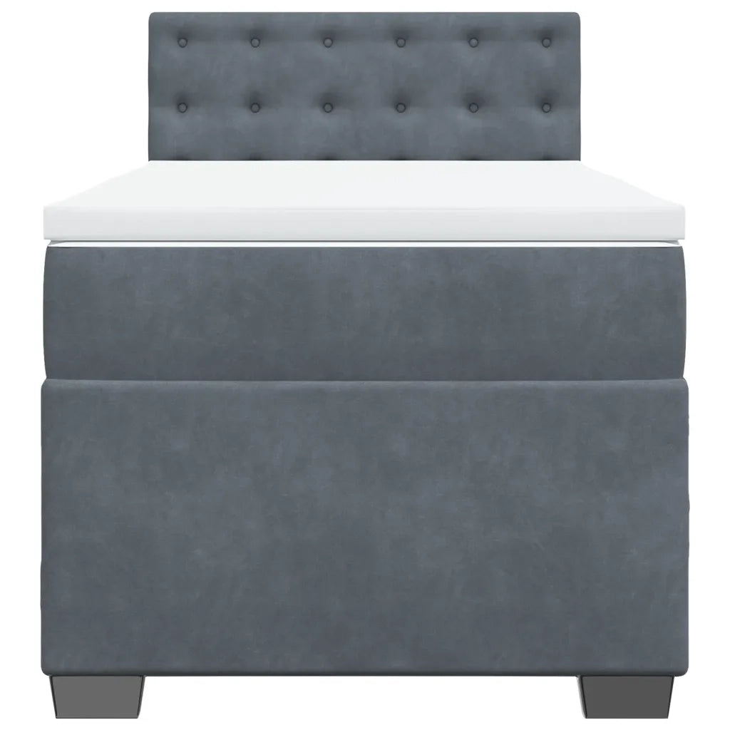 Letto a Molle con Materasso Grigio Scuro Singolo in Velluto 3288774