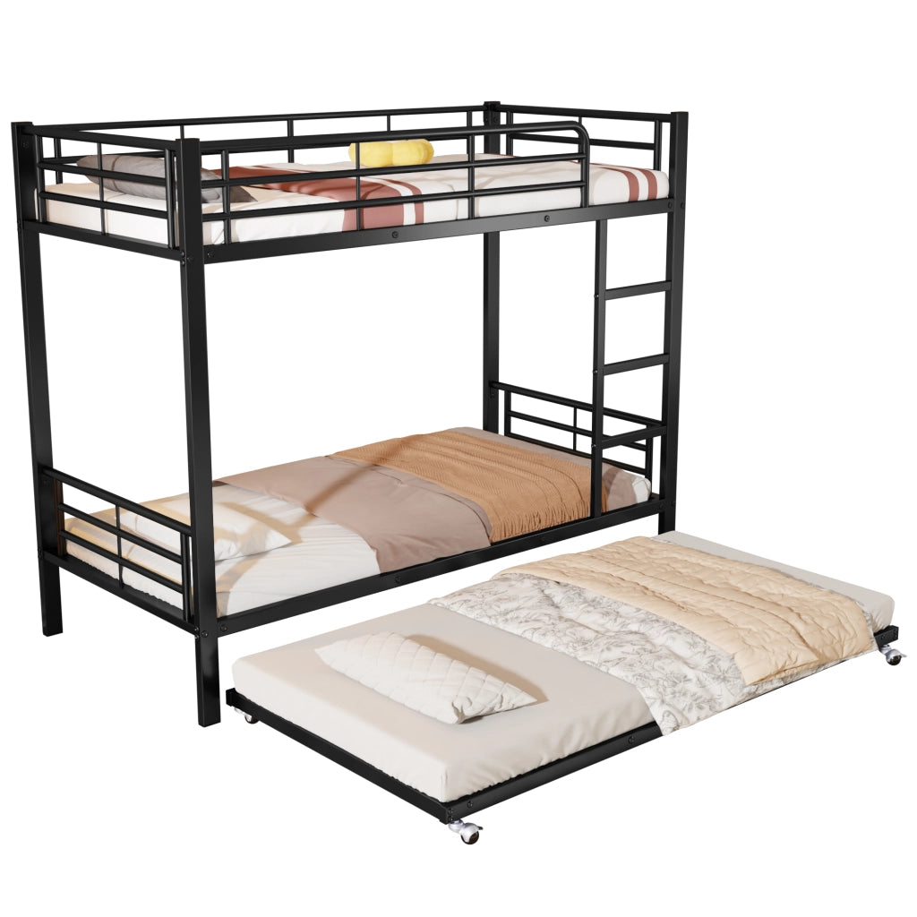 LETTO a castello con letto estraibile 90x200/90x190 cm metallo nero