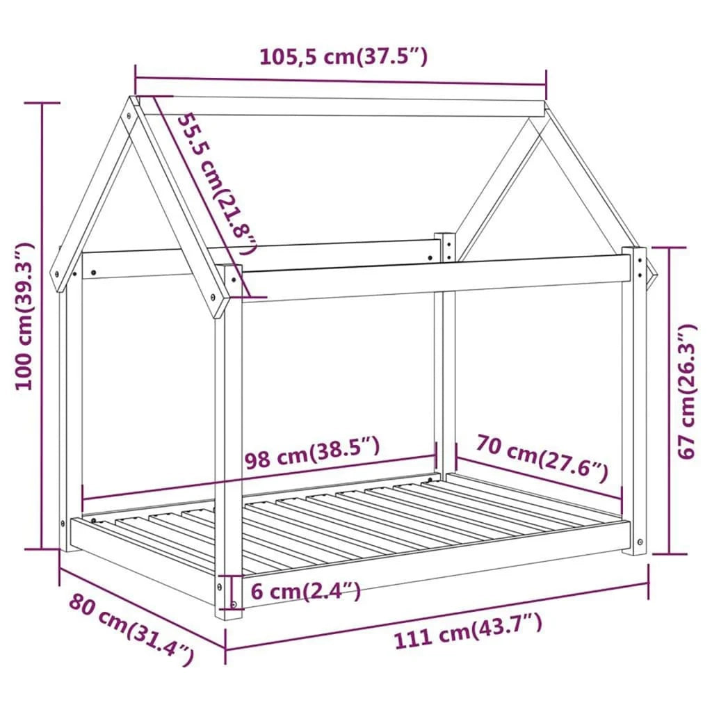 Divano letto per cani comodo 111 x 80 x 100 cm in legno massello di pino marrone 02_0042657