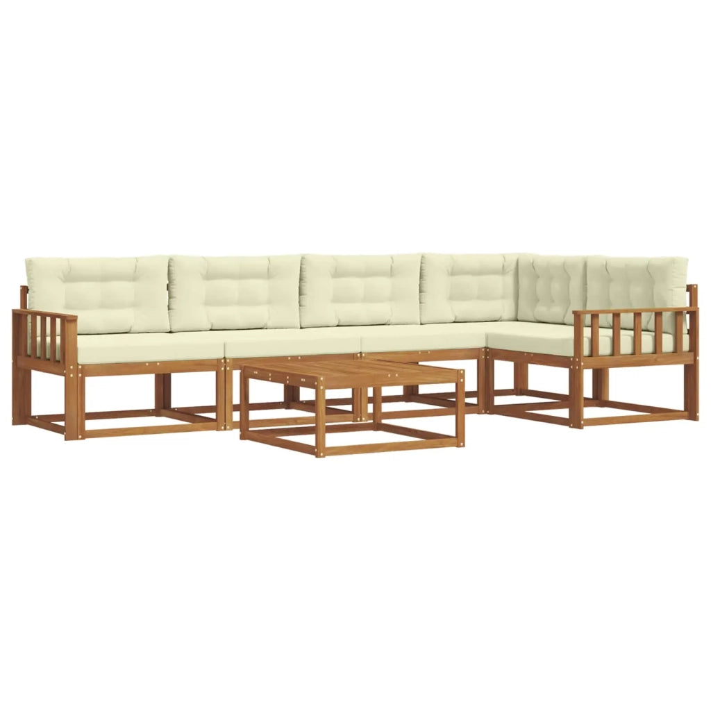 Set di divani da esterno con cuscino 6 pcs Naturale e Crema