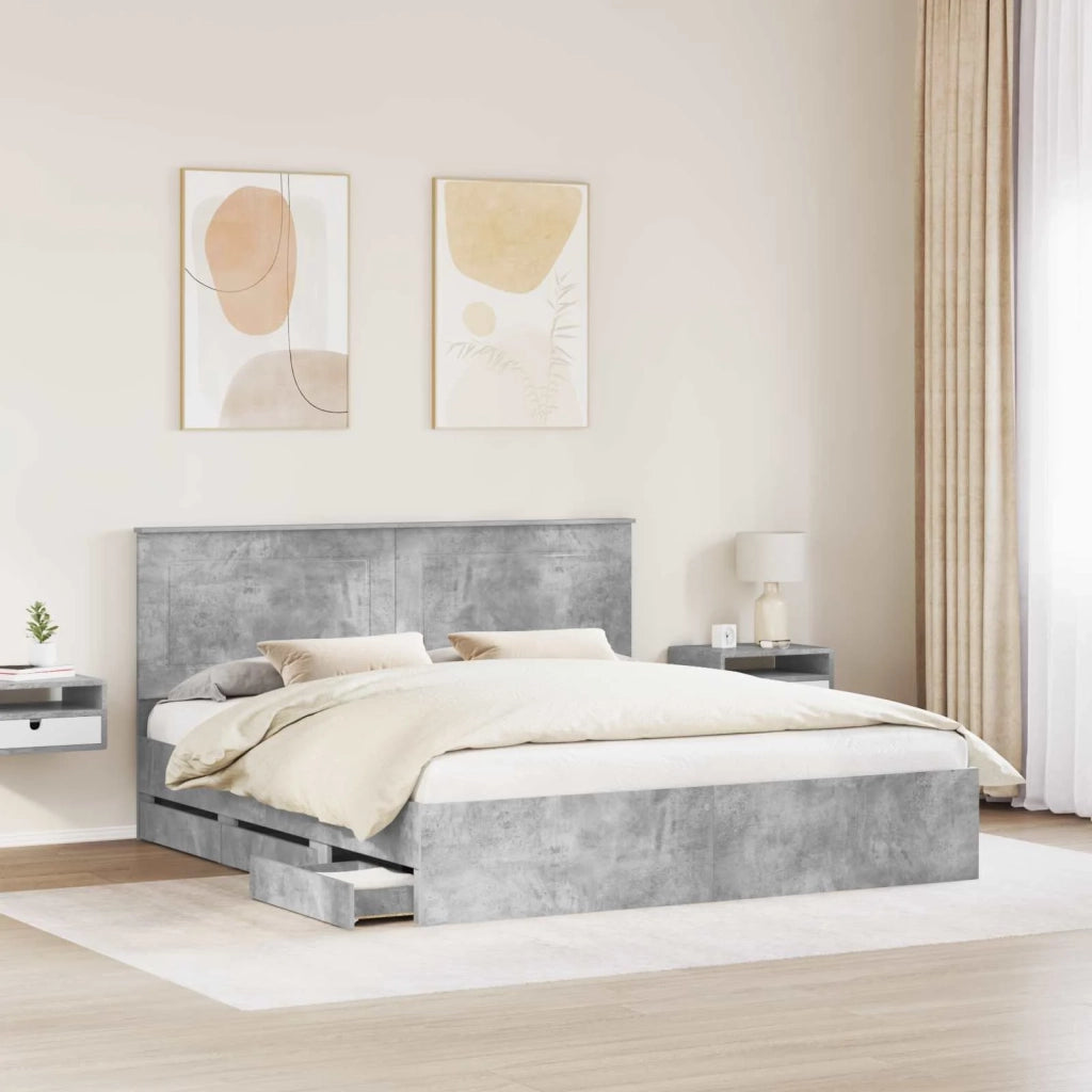 Struttura del letto con cassetto Grigio cemento 180 x 200 cm 3409436