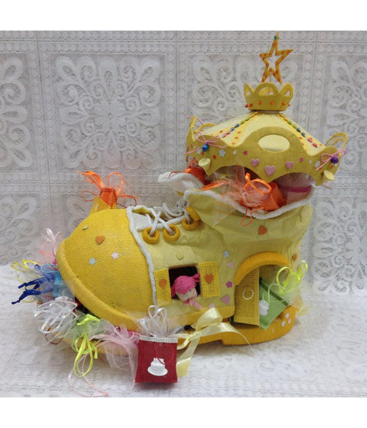 36 Bomboniere Preconfezionate Per Nascita Sacchettini Confetti Scarpa Giallo         