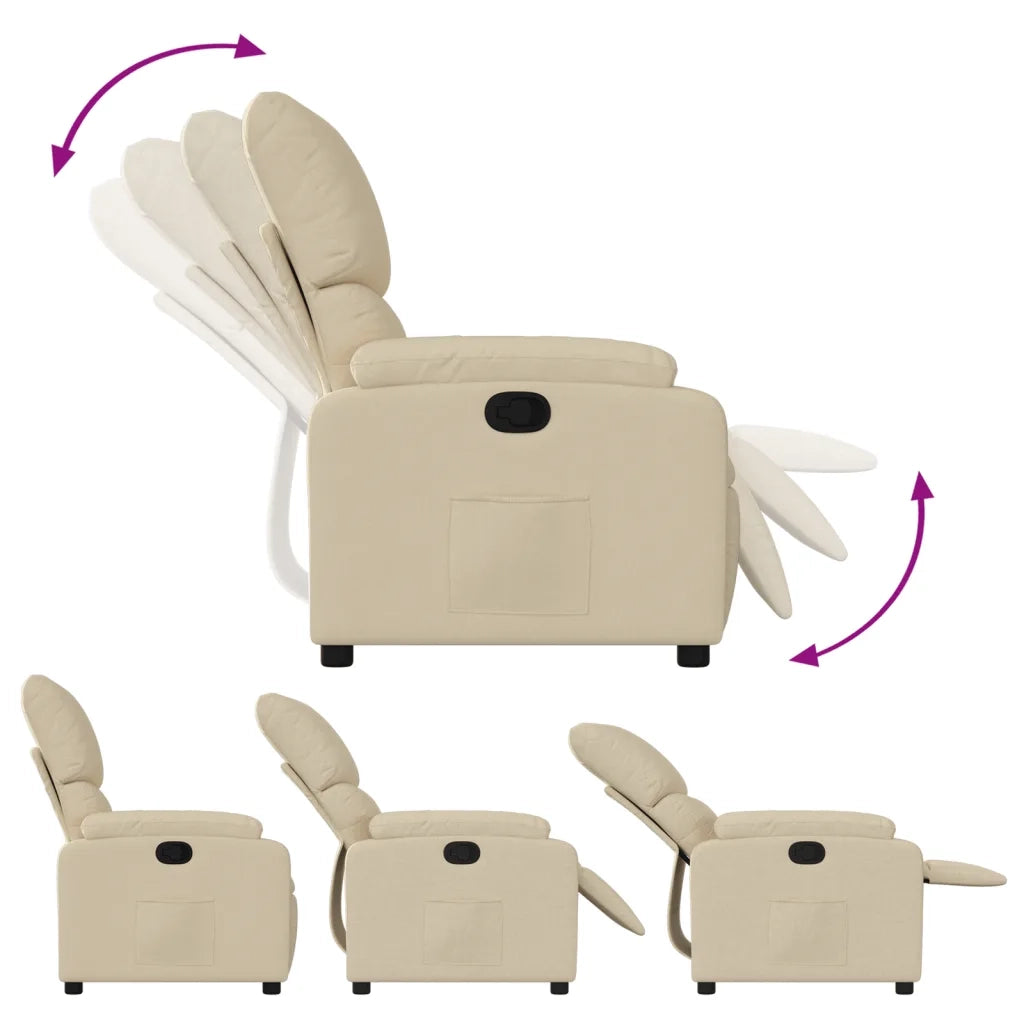 Poltrona | Sedia Relax Reclinabile in Tessuto Crema
