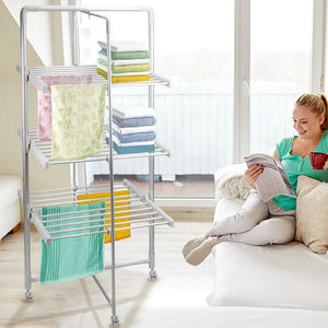 Stendibiancheria a Torre Elettrico 300W Stendino Asciugabiancheria Pieghevole