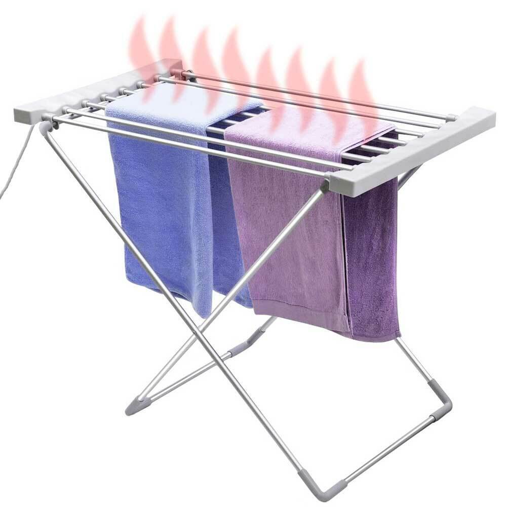 Stendibiancheria Elettrico 120W Stendino Asciugabiancheria Pieghevole Alluminio