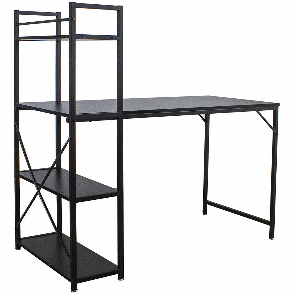 Scrivania Libreria Tavolo Porta PC Computer Metallo Legno Ufficio Casa Nero