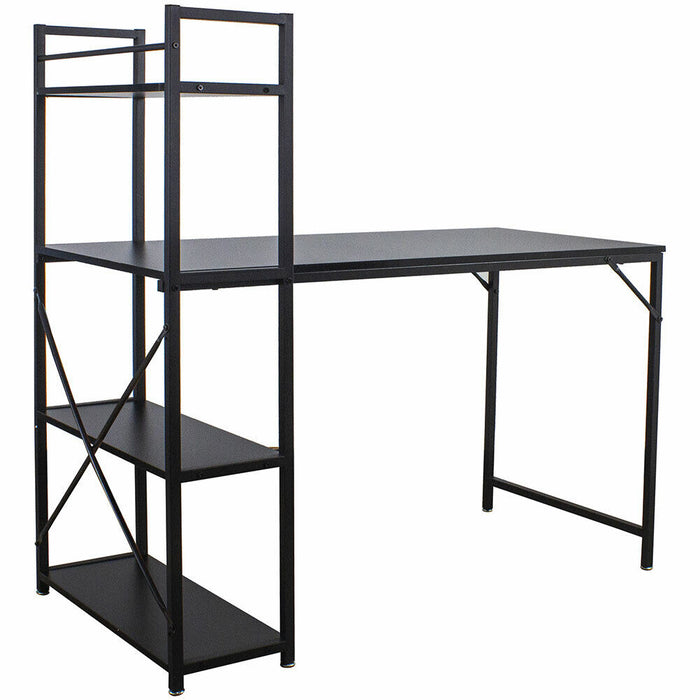 Scrivania Libreria Tavolo Porta PC Computer Metallo Legno Ufficio Casa Nero