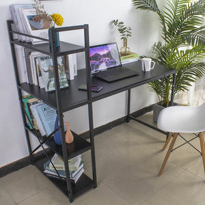 Scrivania Libreria Tavolo Porta PC Computer Metallo Legno Ufficio Casa Nero