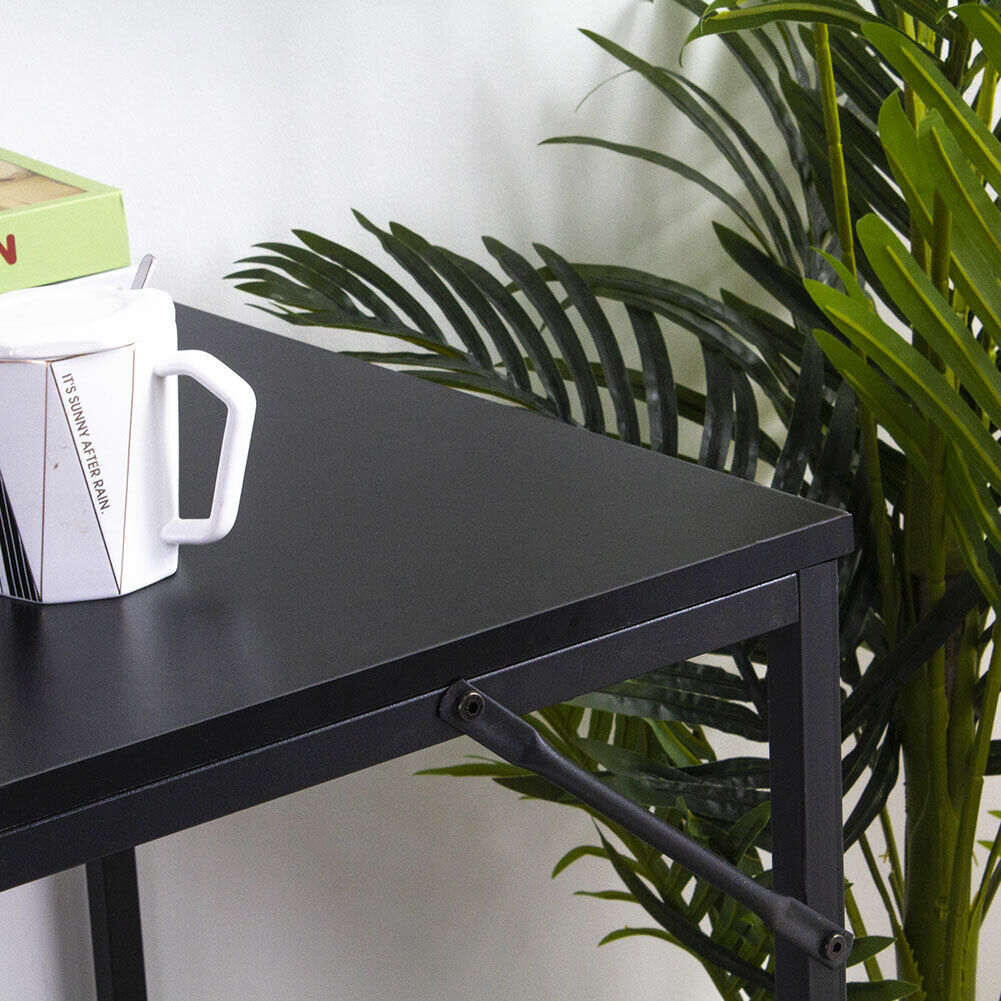 Scrivania Libreria Tavolo Porta PC Computer Metallo Legno Ufficio Casa Nero